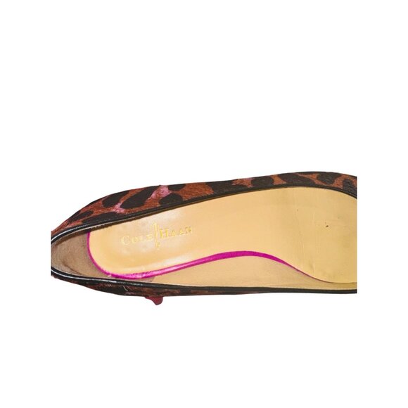 Cole Haan Womens Leopard Print Ballet Flats 6.5B Leather & Calf Hair Pink Brown - Picture 6 of 10